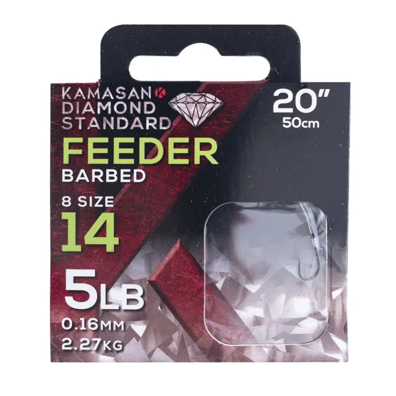 Kamasan Diamond Standard Feeder Barbed Hooks to Nylon 20in