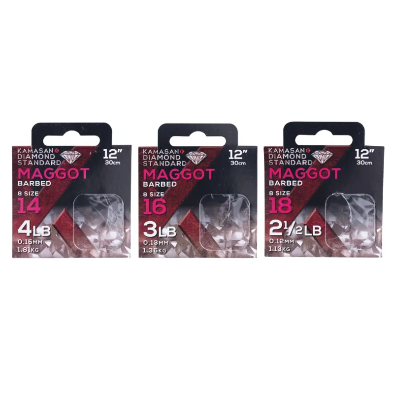 Kamasan Diamond Standard Maggot Barbed Hooks to Nylon 12in-1