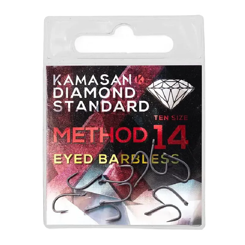 Kamasan Diamond Standard Method Eyed Barbless Hooks-1
